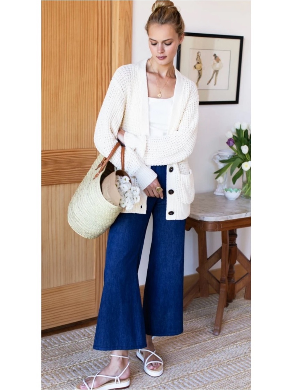 Emerson Fry Tulip Crop Flare Pants New XS Indigo